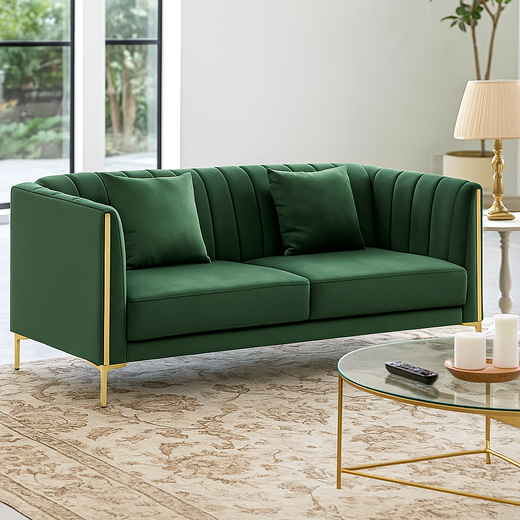 Modern living room setup featuring stylish sofa set and wooden coffee table by Apex Furniture